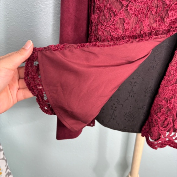 Chico's Burgandy Lace Blazer Jacket - Picture 6 of 13